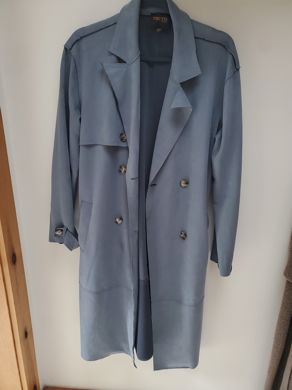 TRUTH Women's Light Slate Blue Trench Coat